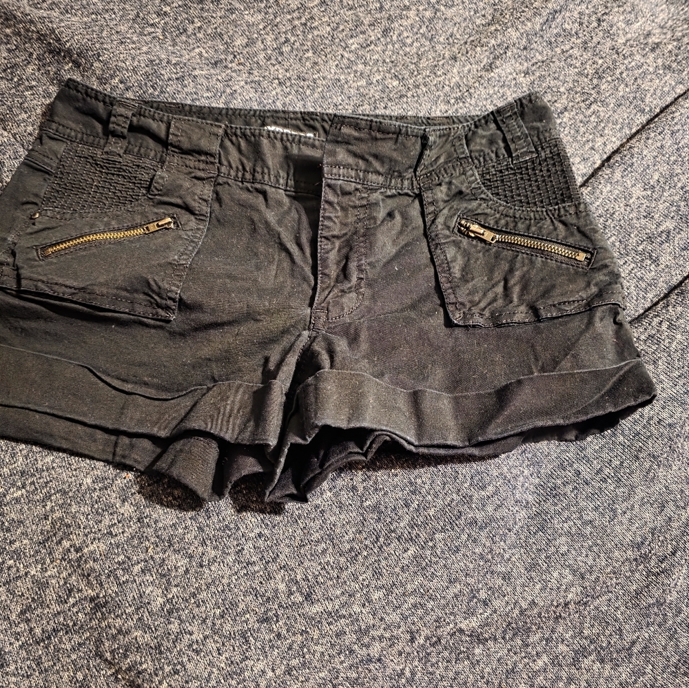 Express Black Cargo Shorts with Frayed Hem